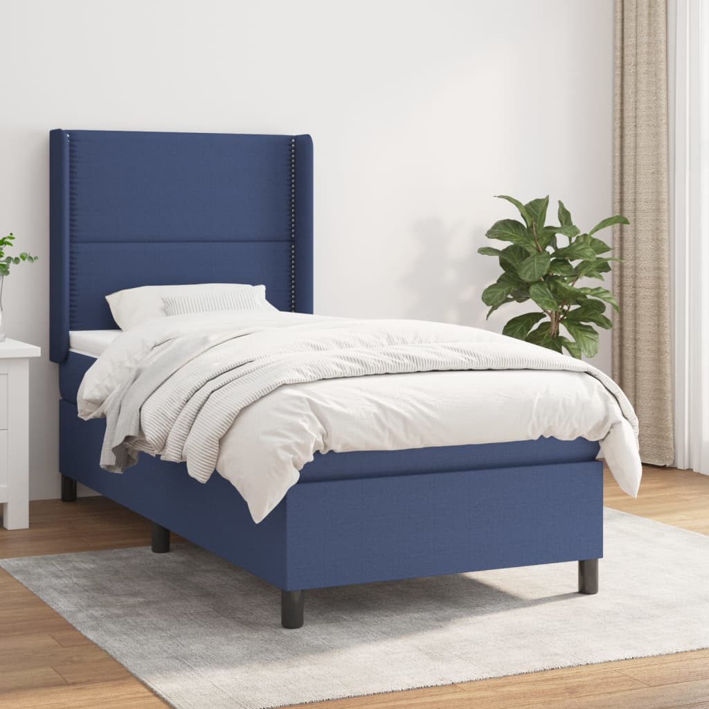 Boxspringbett Mit Matratze Stoff Blau