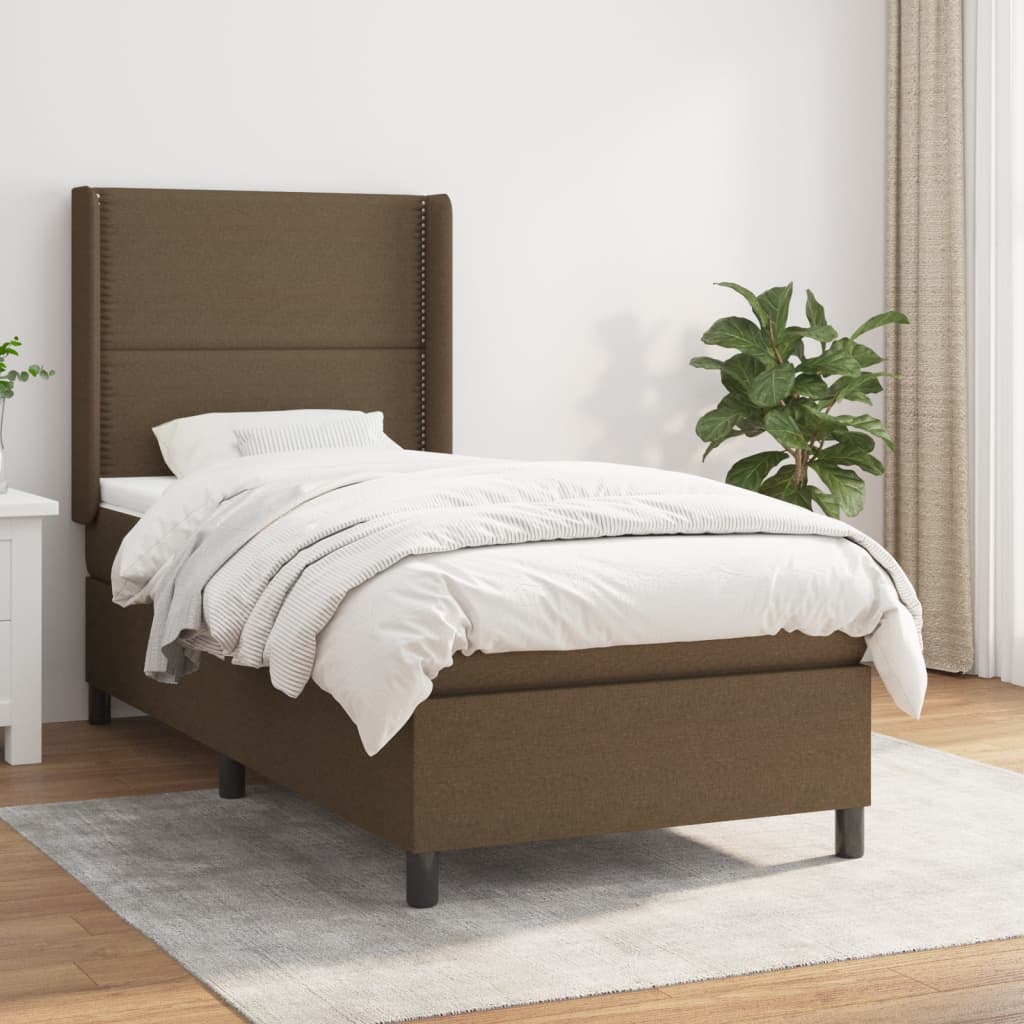 Boxspringbett Mit Matratze Stoff Dunkelbraun