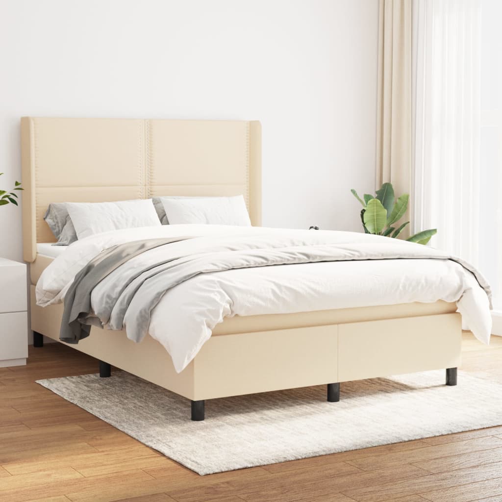 Boxspringbett Mit Matratze Stoff Creme