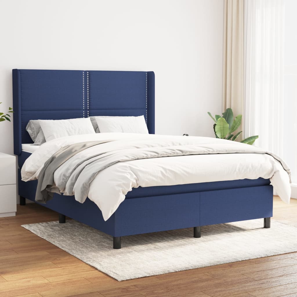 Boxspringbett Mit Matratze Stoff Blau