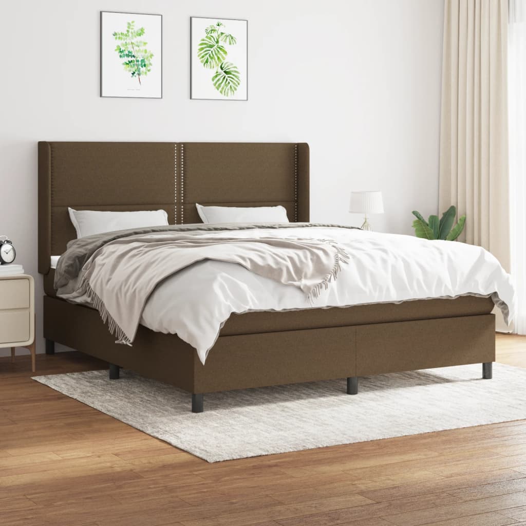 Boxspringbett Mit Matratze Stoff Dunkelbraun