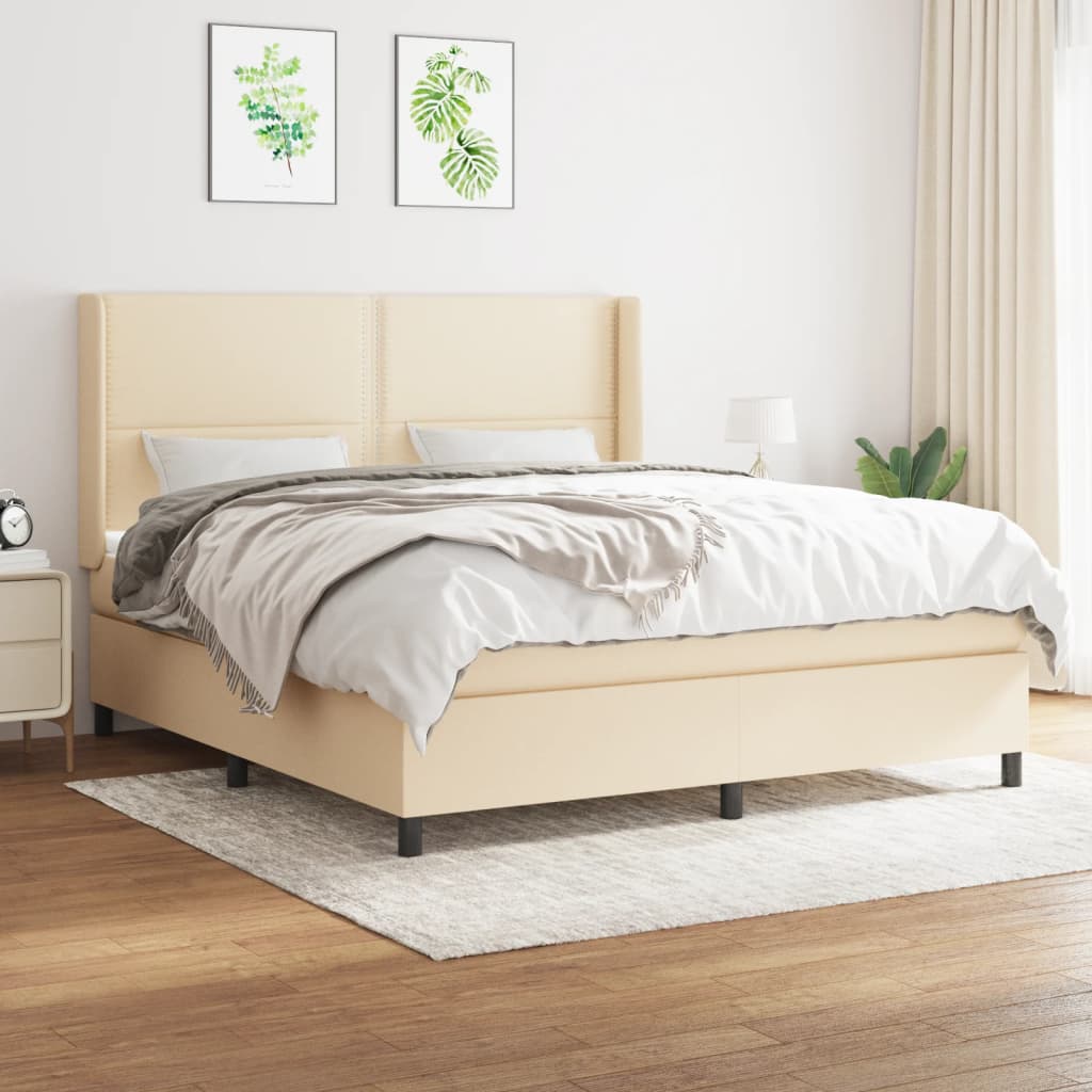 Boxspringbett Mit Matratze Stoff Creme