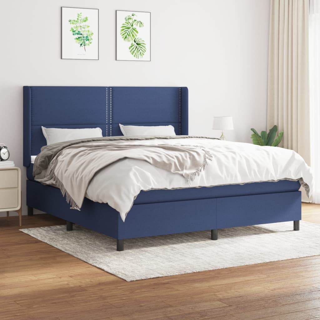 Boxspringbett Mit Matratze Stoff Blau