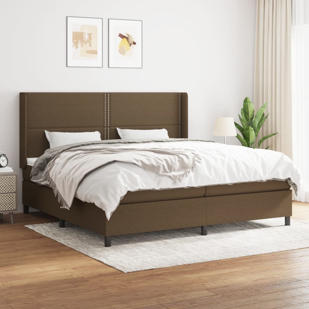 Boxspringbett Mit Matratze Stoff Dunkelbraun