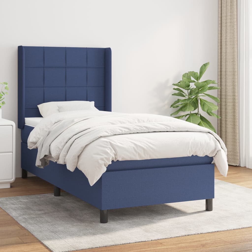 Boxspringbett Mit Matratze Stoff Blau
