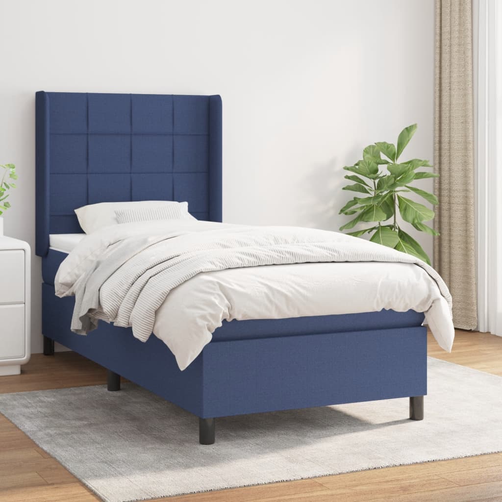 Boxspringbett Mit Matratze Stoff Blau