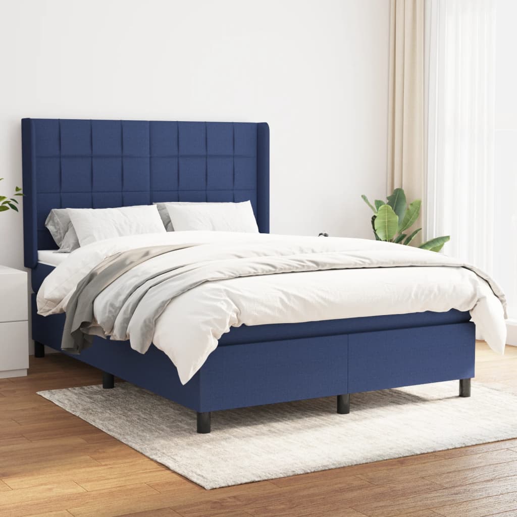 Boxspringbett Mit Matratze Stoff Blau