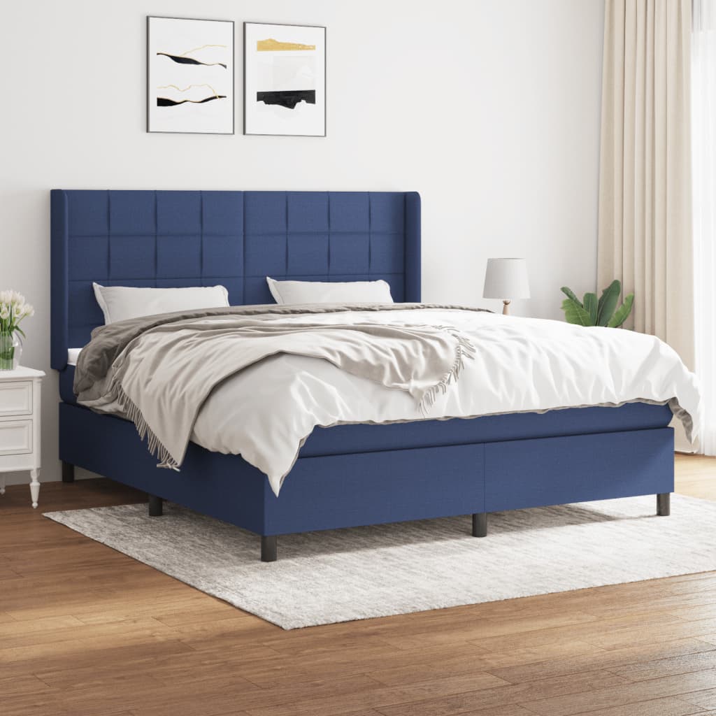 Boxspringbett Mit Matratze Stoff Blau
