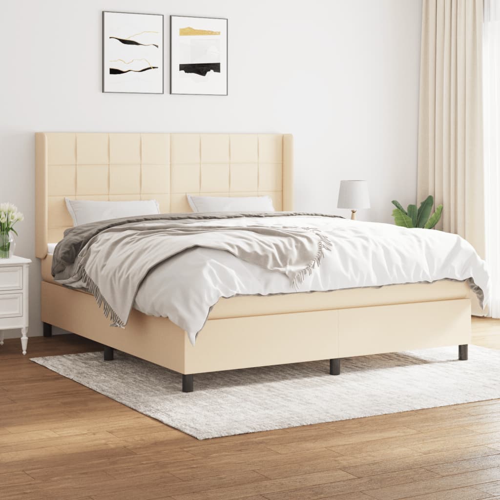 Boxspringbett Mit Matratze Stoff Creme