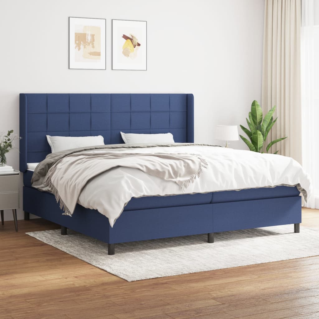Boxspringbett Mit Matratze Stoff Blau