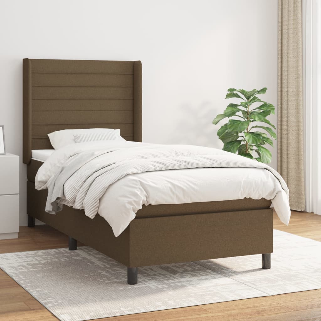 Boxspringbett Mit Matratze Stoff Dunkelbraun