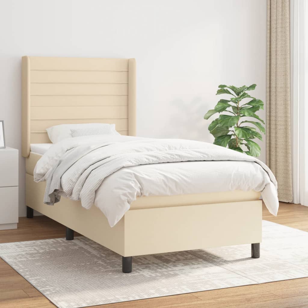 Boxspringbett Mit Matratze Stoff Creme
