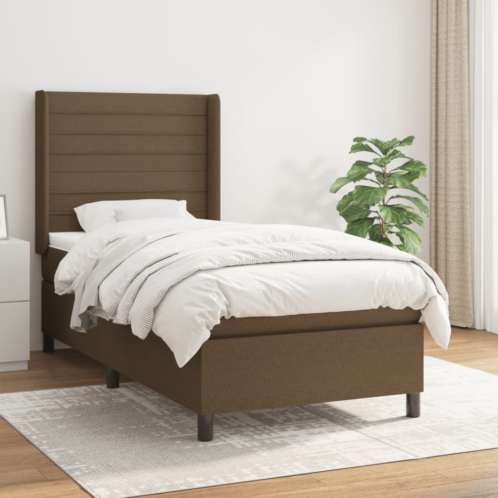 Boxspringbett Mit Matratze Stoff Dunkelbraun