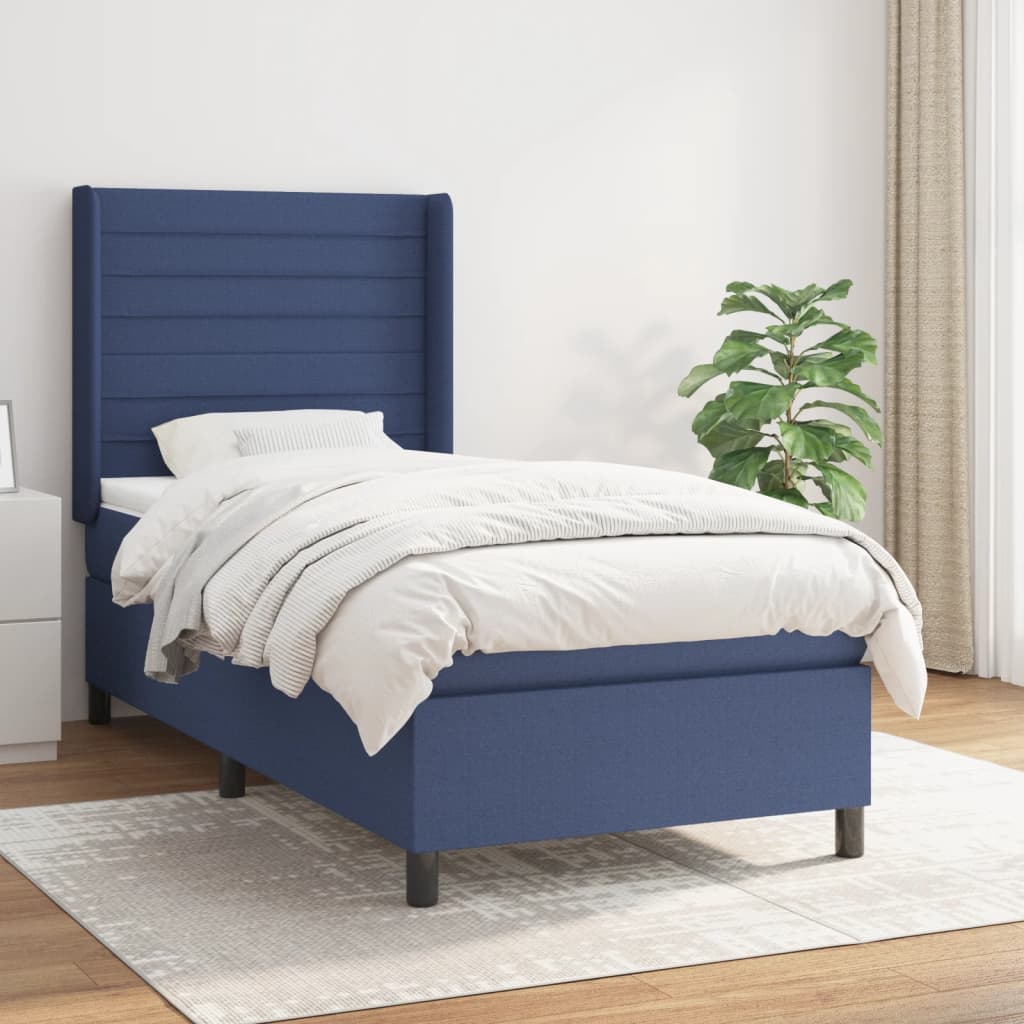 Boxspringbett Mit Matratze Stoff Blau