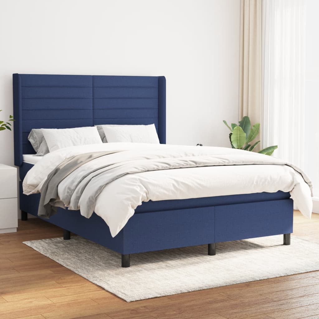 Boxspringbett Mit Matratze Stoff Blau