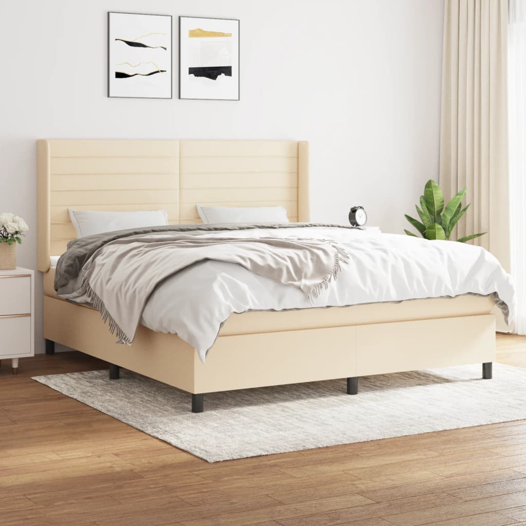 Boxspringbett Mit Matratze Stoff Creme