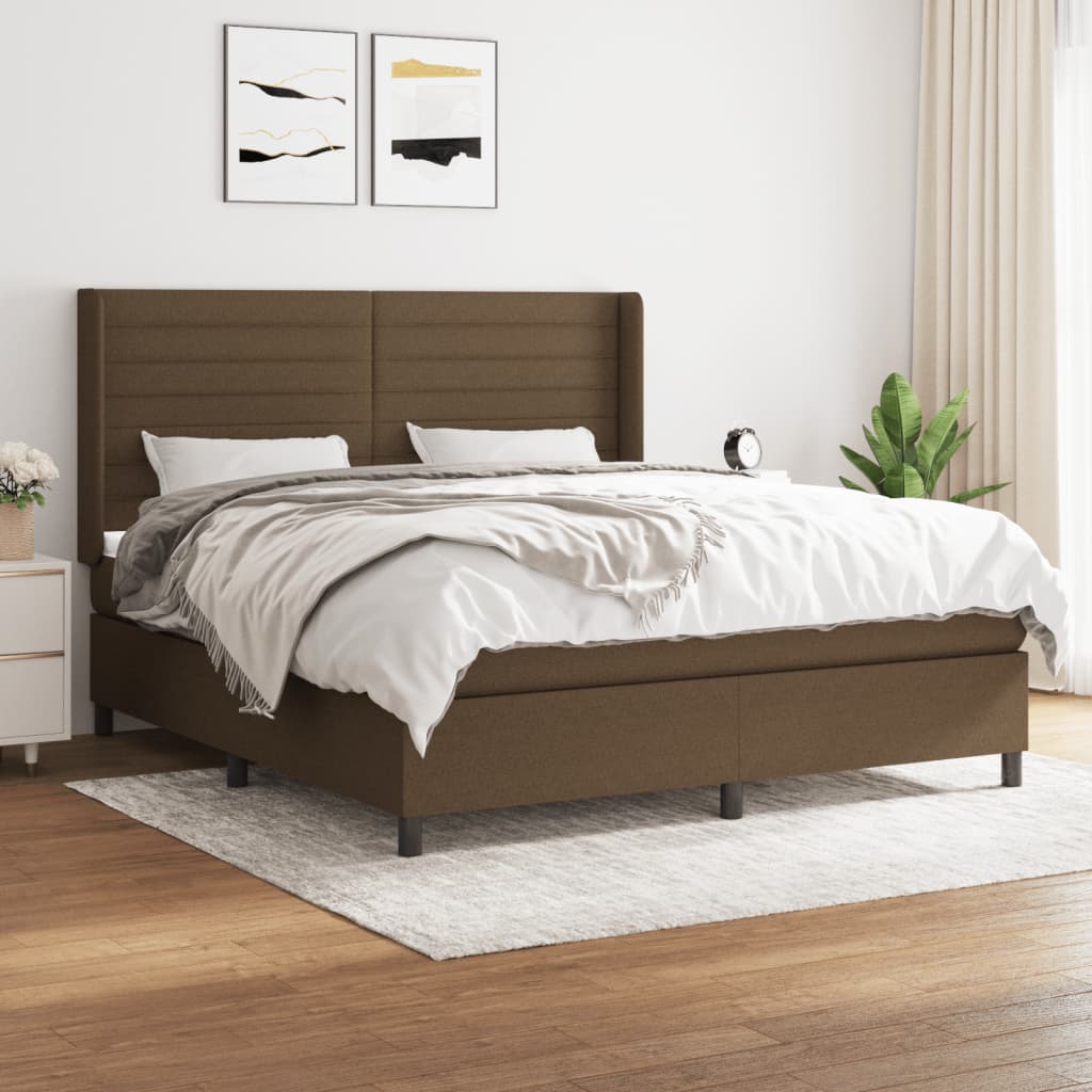 Boxspringbett Mit Matratze Stoff Dunkelbraun