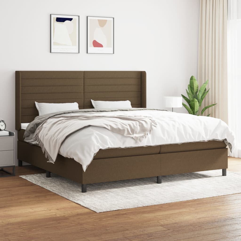 Boxspringbett Mit Matratze Stoff Dunkelbraun