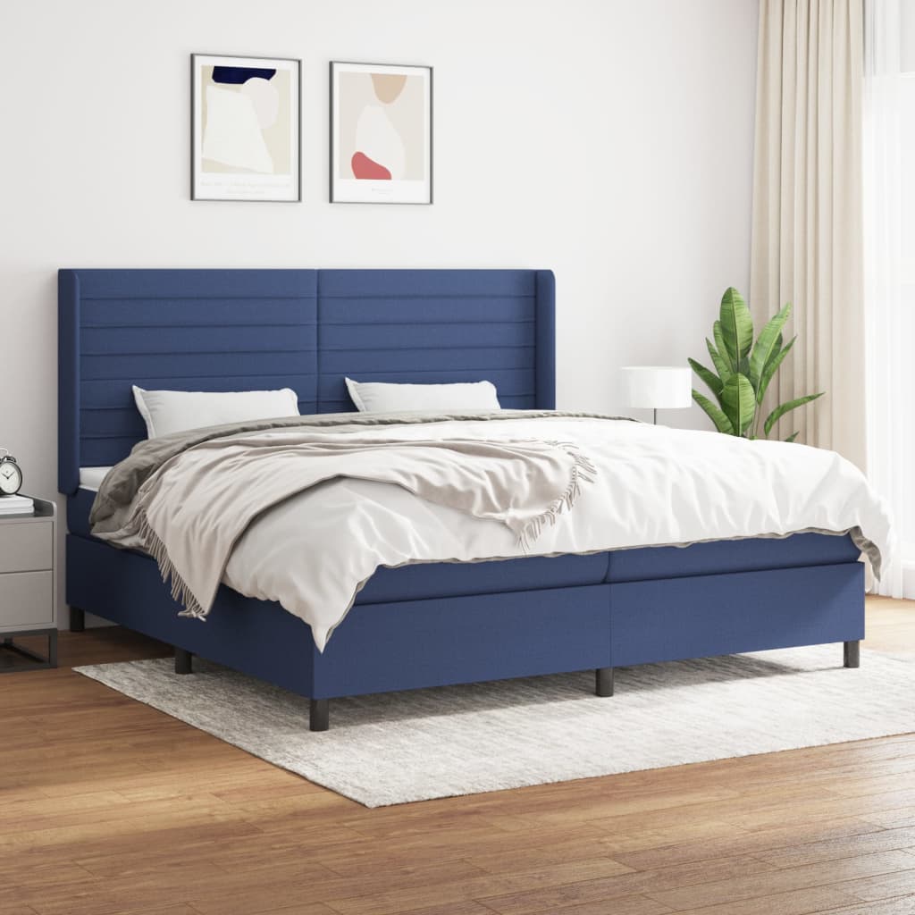 Boxspringbett Mit Matratze Stoff Blau