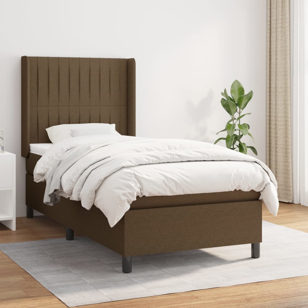 Boxspringbett Mit Matratze Stoff Dunkelbraun