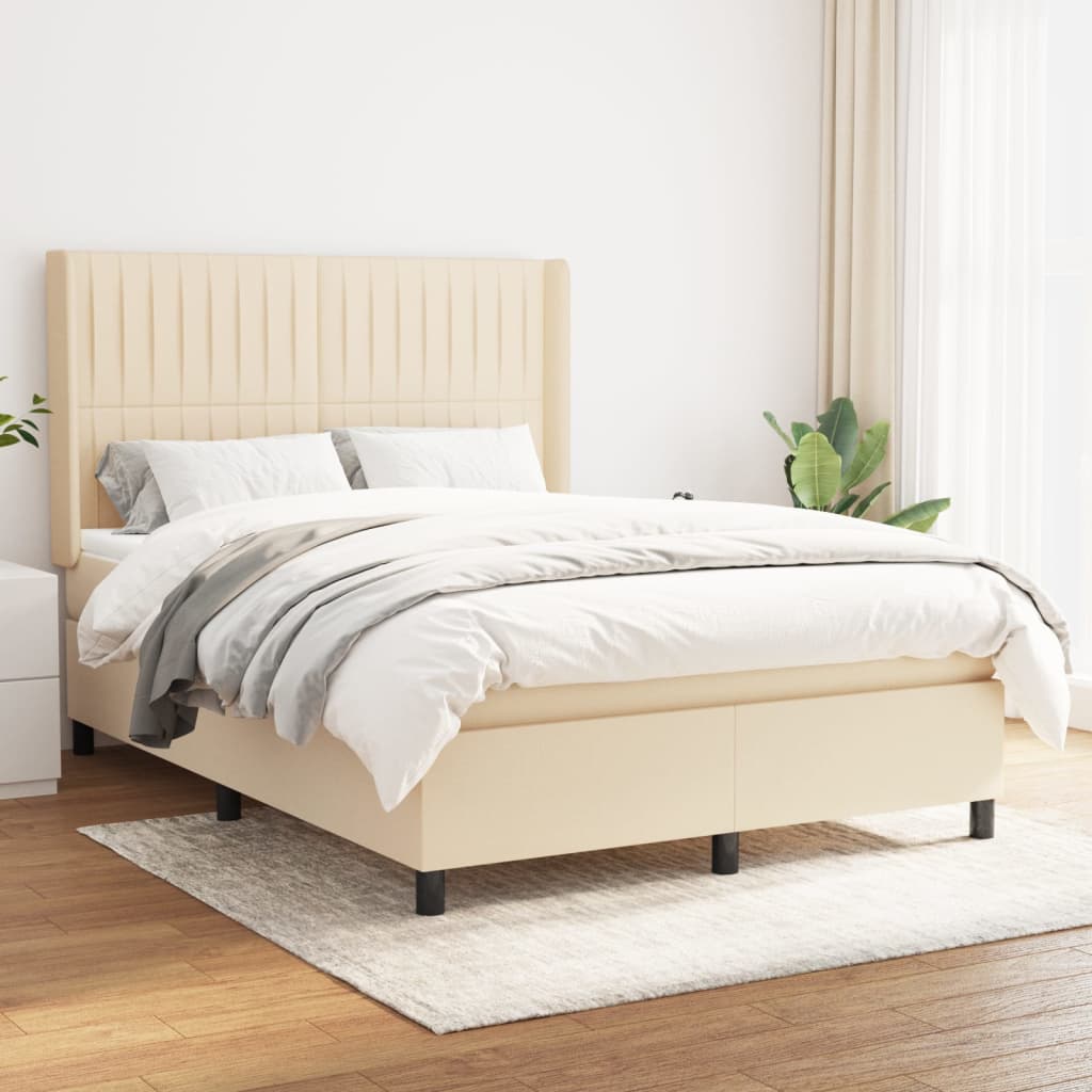 Boxspringbett Mit Matratze Stoff Creme