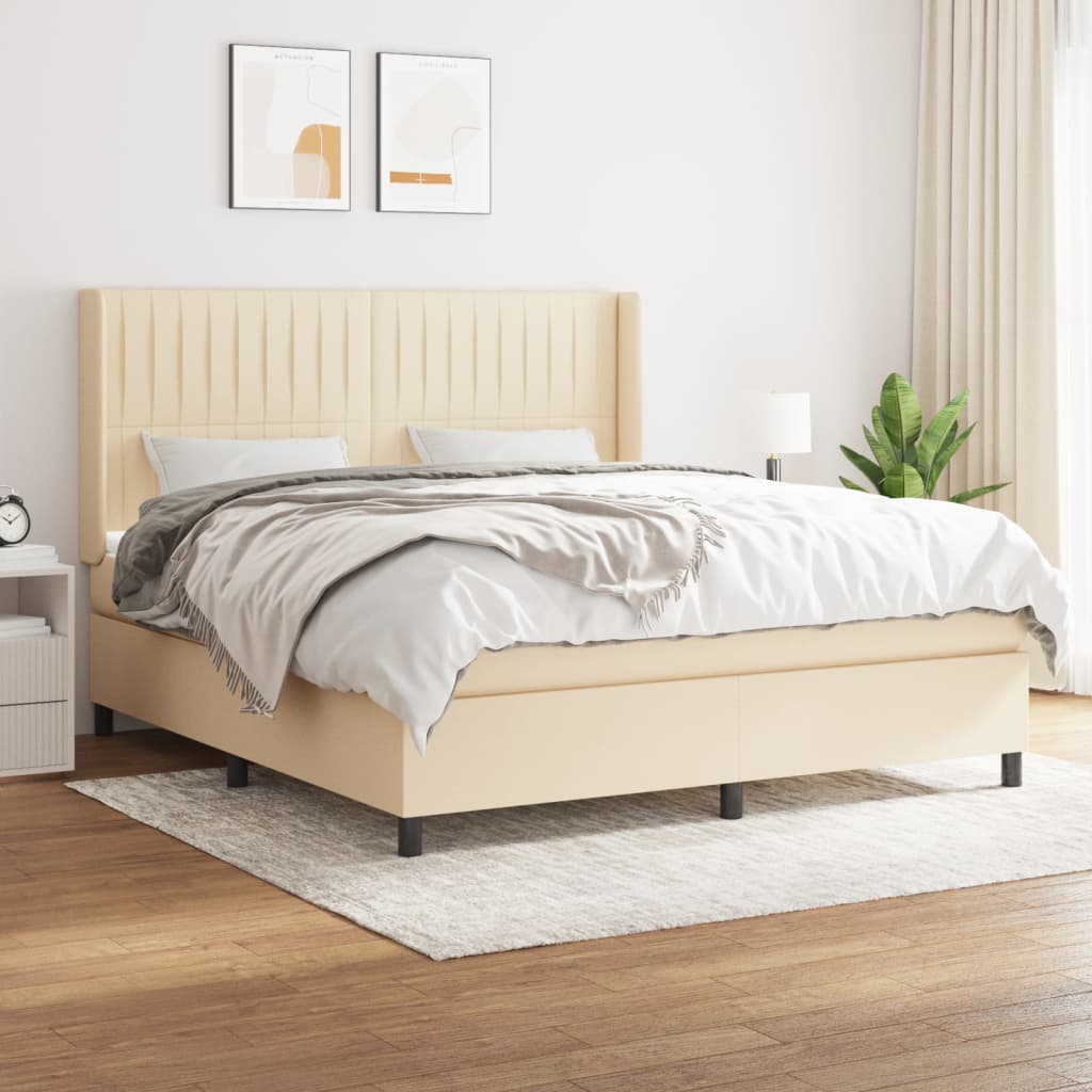 Boxspringbett Mit Matratze Stoff Creme