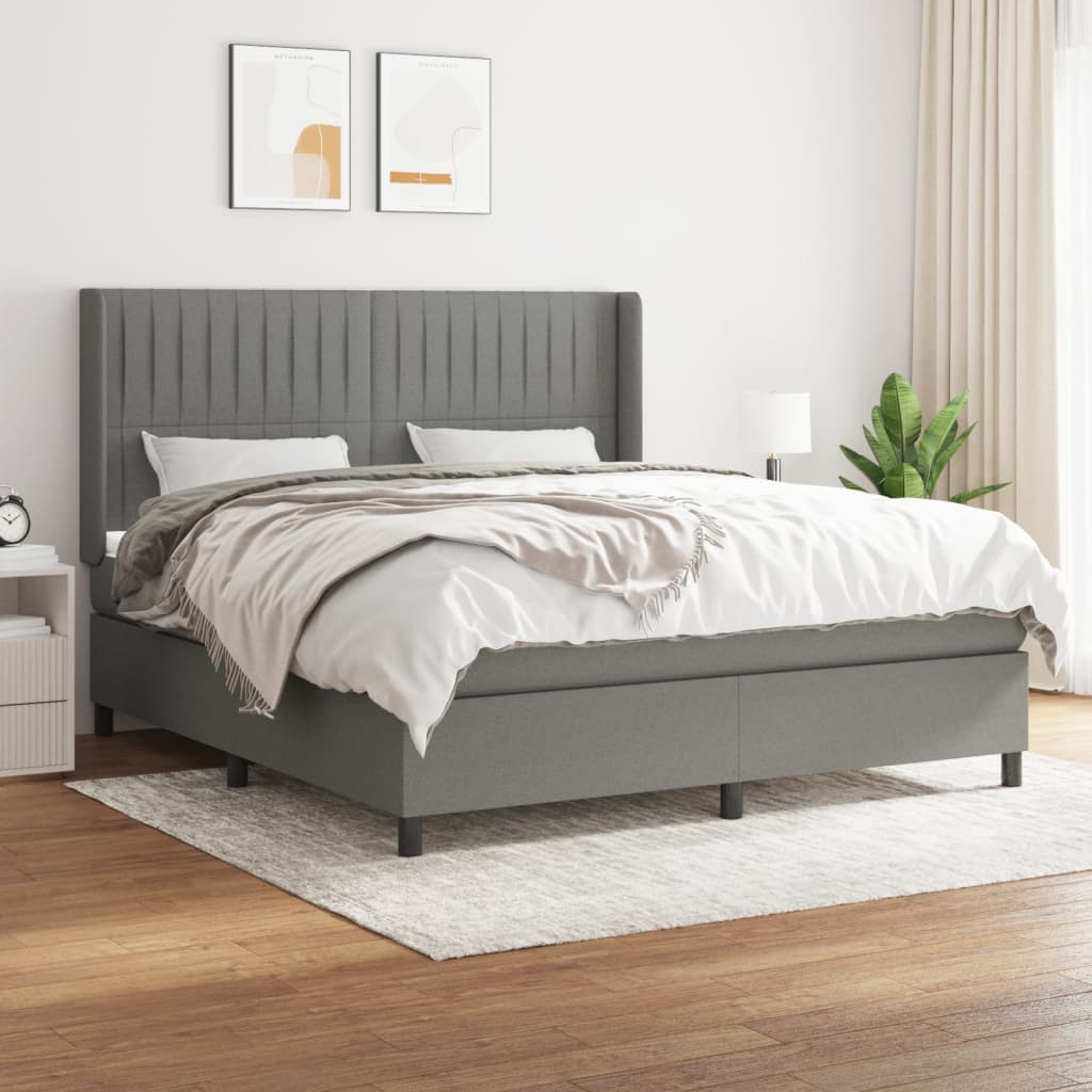 Boxspringbett Mit Matratze Stoff Dunkelgrau