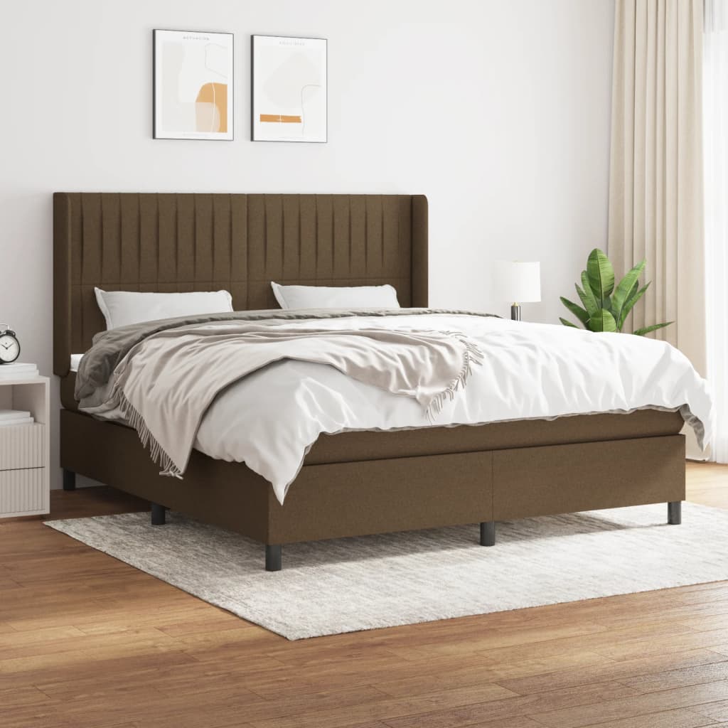 Boxspringbett Mit Matratze Stoff Dunkelbraun