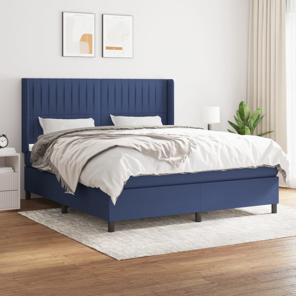 Boxspringbett Mit Matratze Stoff Blau