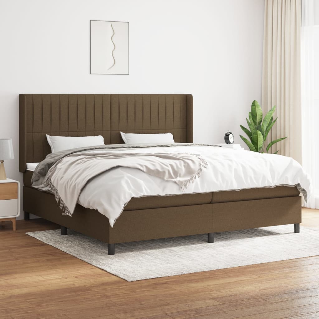 Boxspringbett Mit Matratze Stoff Dunkelbraun