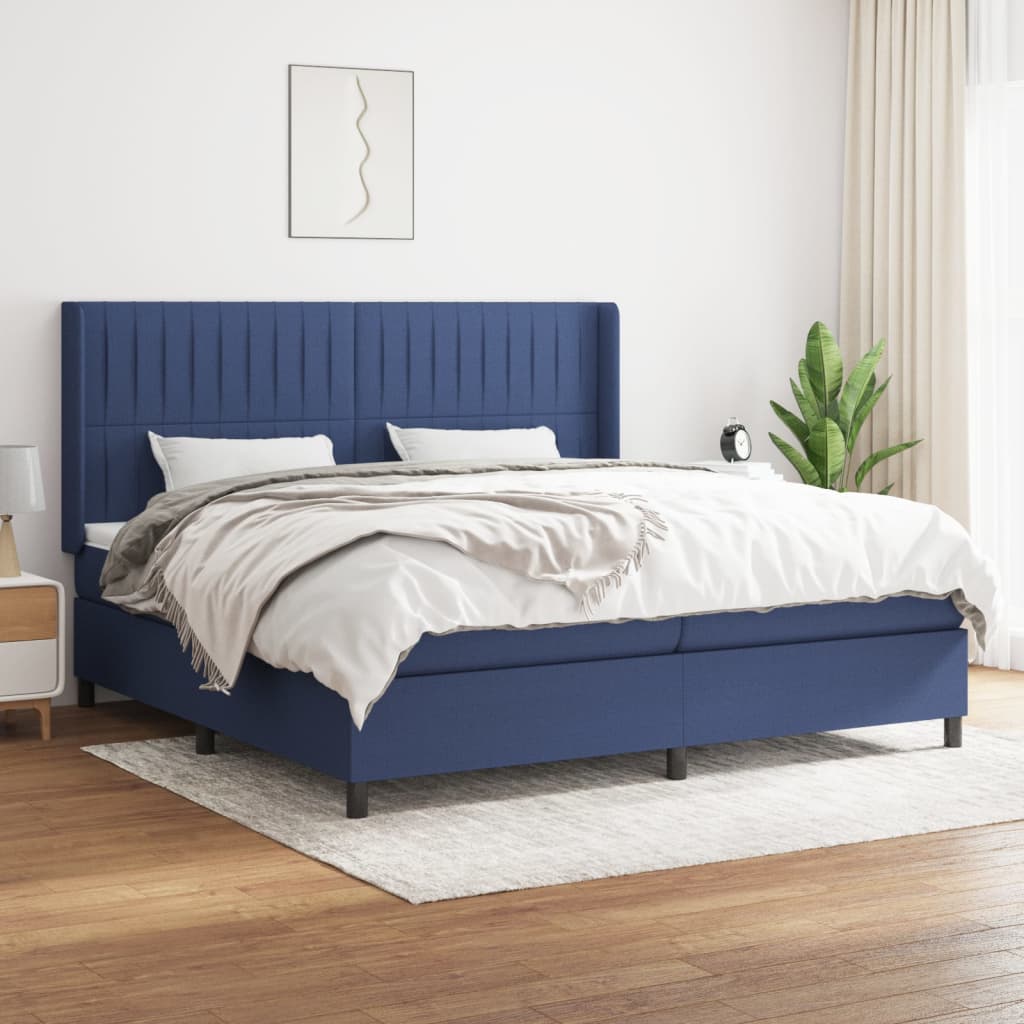 Boxspringbett Mit Matratze Stoff Blau