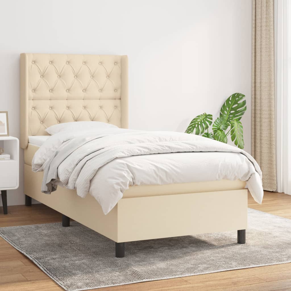 Boxspringbett Mit Matratze Stoff Creme