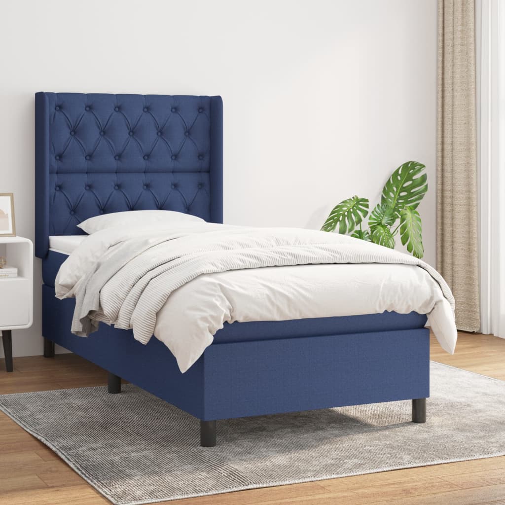 Boxspringbett Mit Matratze Stoff Blau