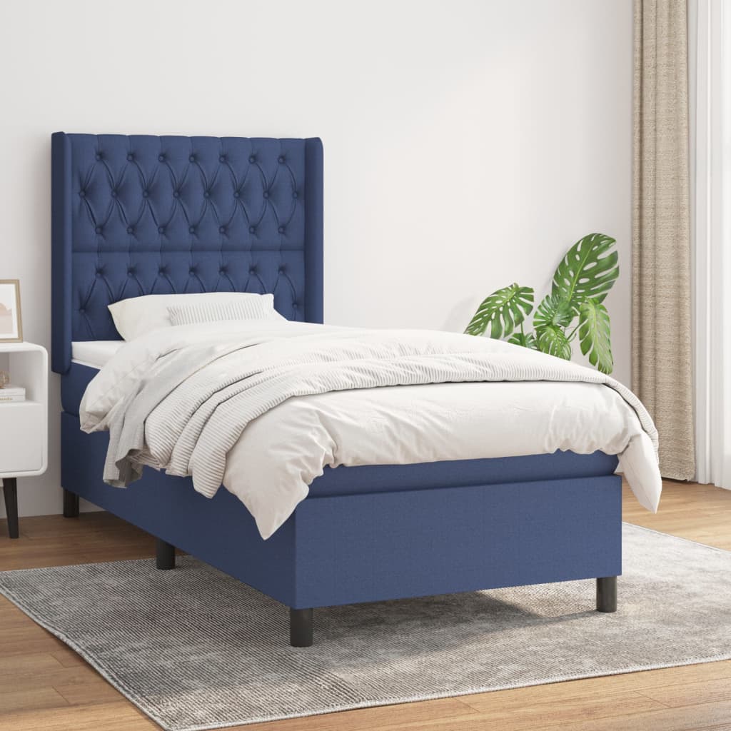Boxspringbett Mit Matratze Stoff Blau