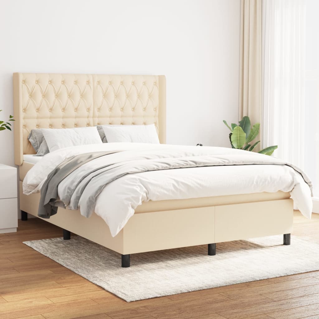 Boxspringbett Mit Matratze Stoff Creme