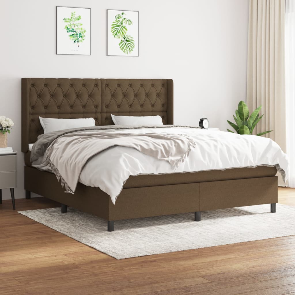 Boxspringbett Mit Matratze Stoff Dunkelbraun