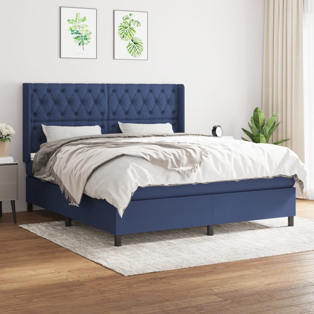Boxspringbett Mit Matratze Stoff Blau