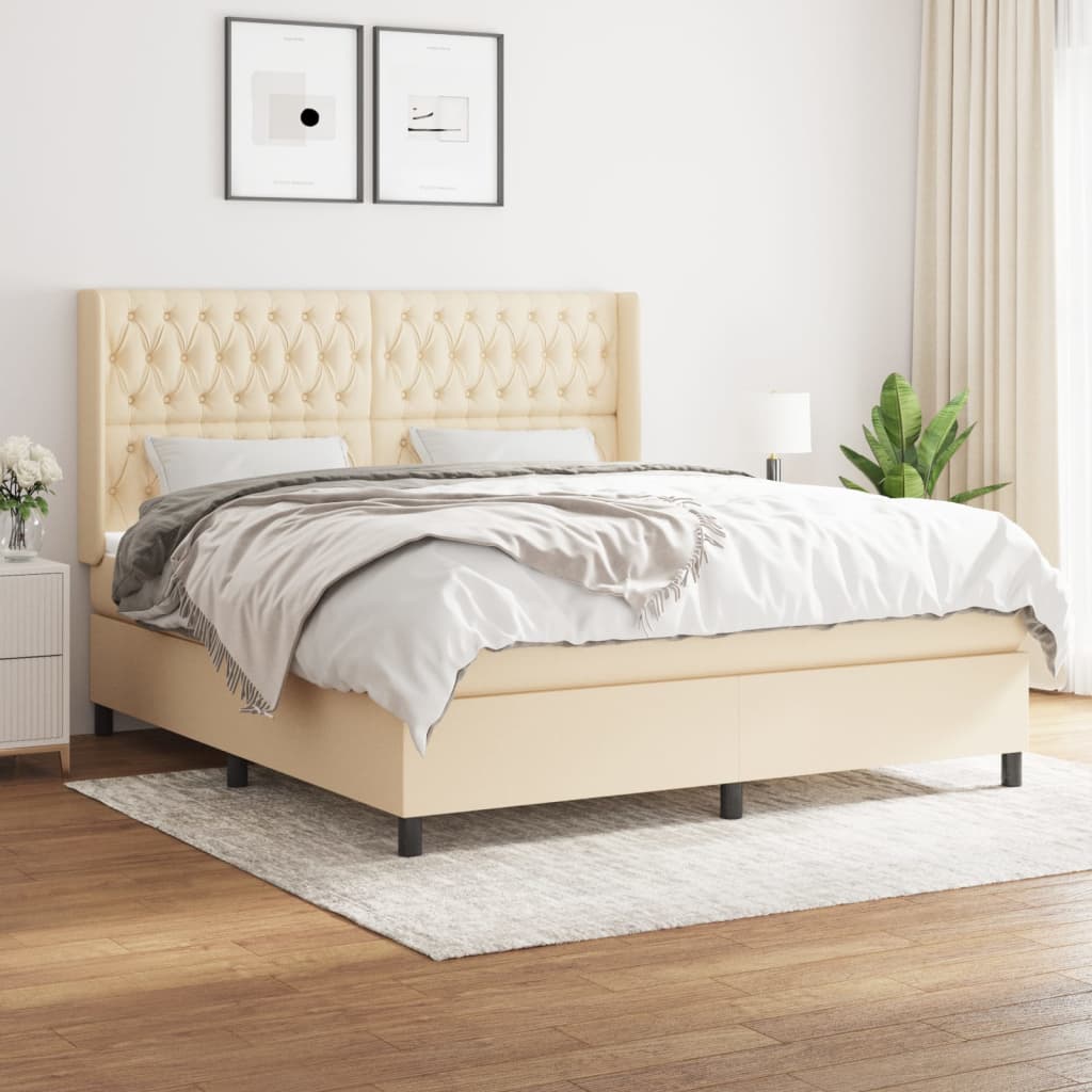Boxspringbett Mit Matratze Stoff Creme