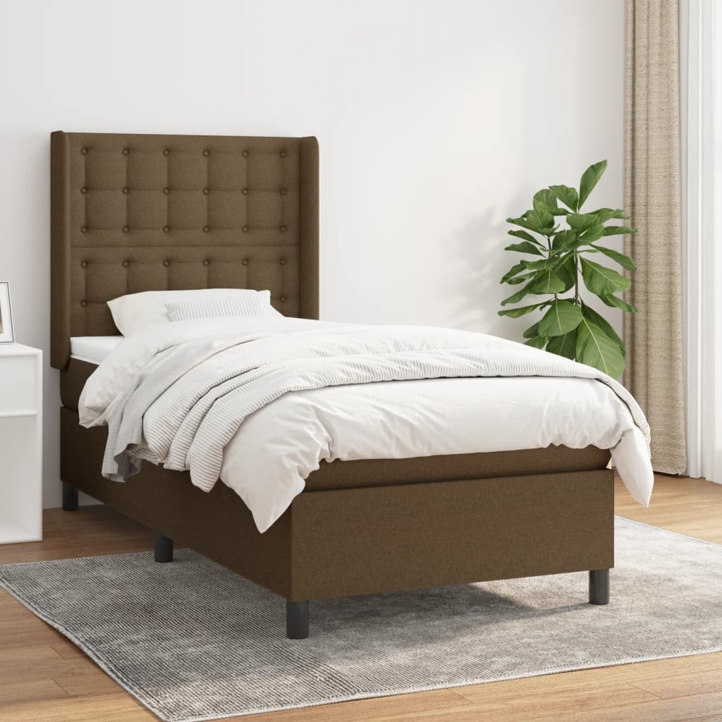 Boxspringbett Mit Matratze Stoff Dunkelbraun