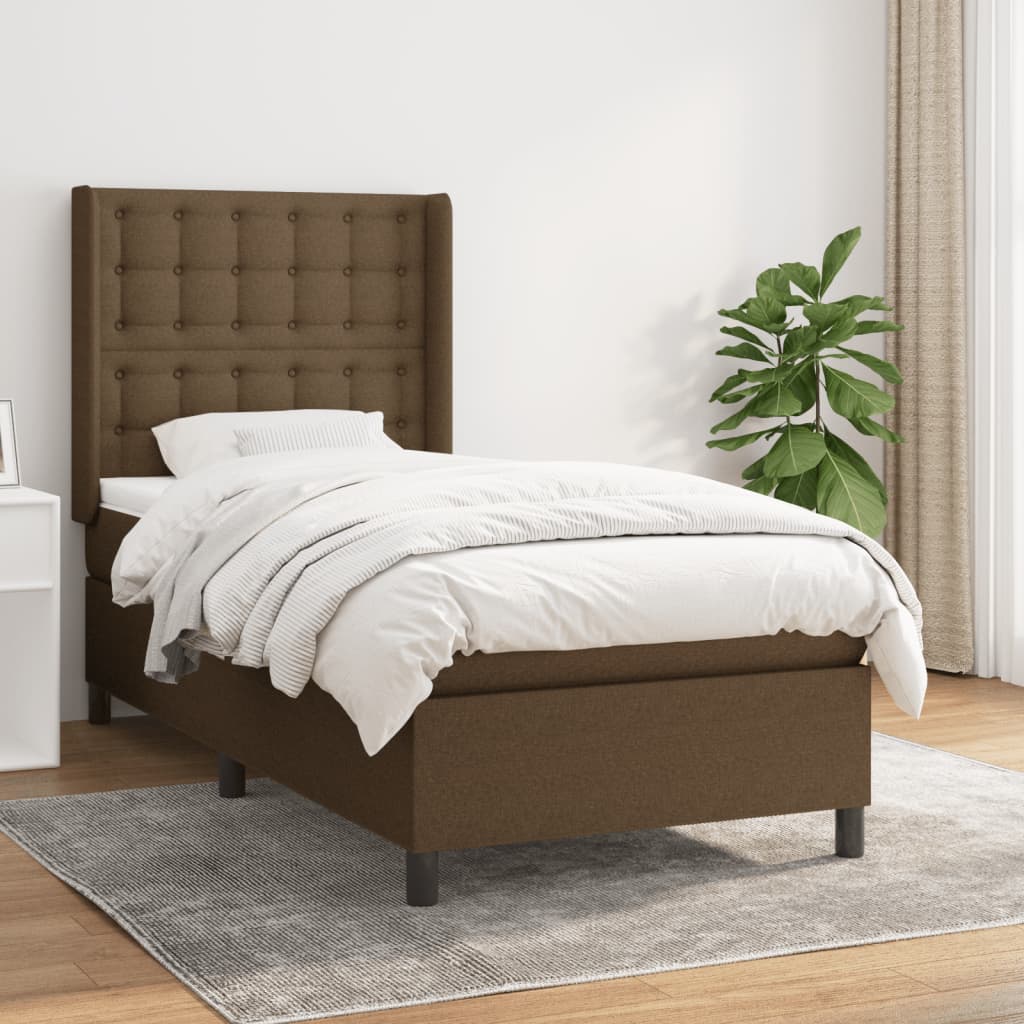 Boxspringbett Mit Matratze Stoff Dunkelbraun