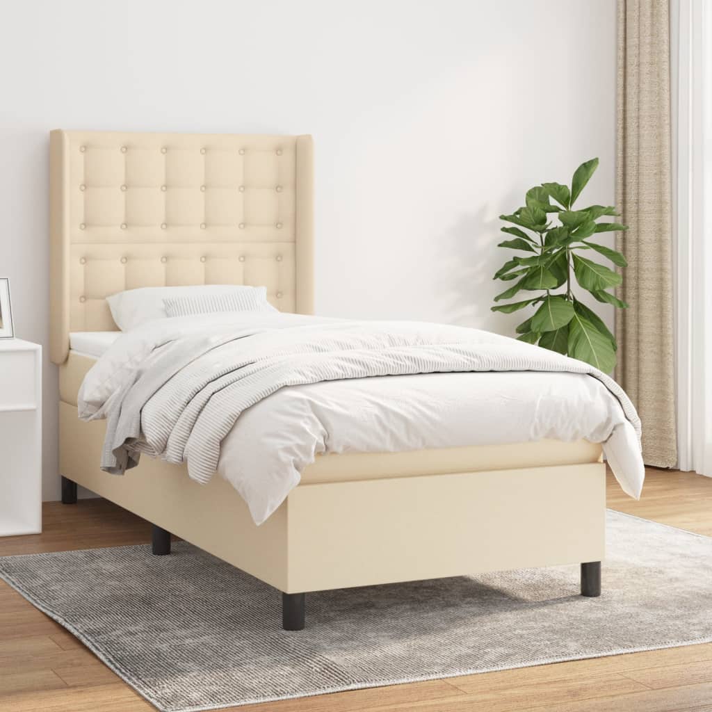 Boxspringbett Mit Matratze Stoff Creme