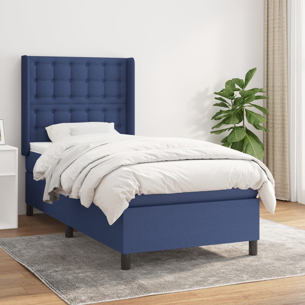 Boxspringbett Mit Matratze Stoff Blau