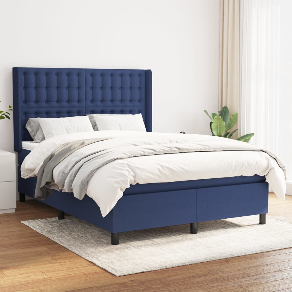 Boxspringbett Mit Matratze Stoff Blau
