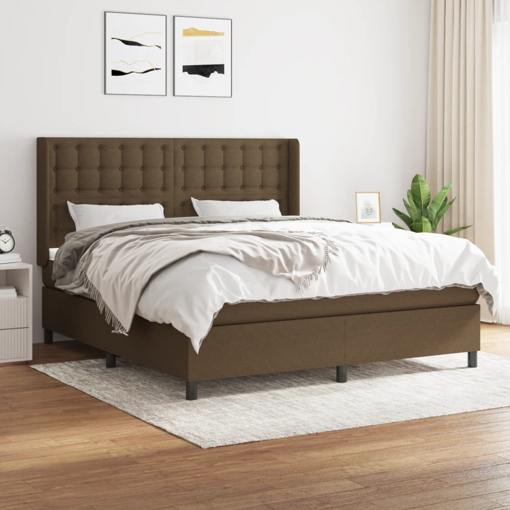 Boxspringbett Mit Matratze Stoff Dunkelbraun