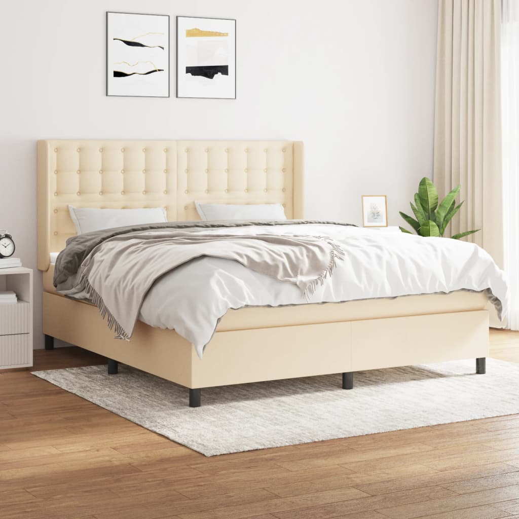 Boxspringbett Mit Matratze Stoff Creme