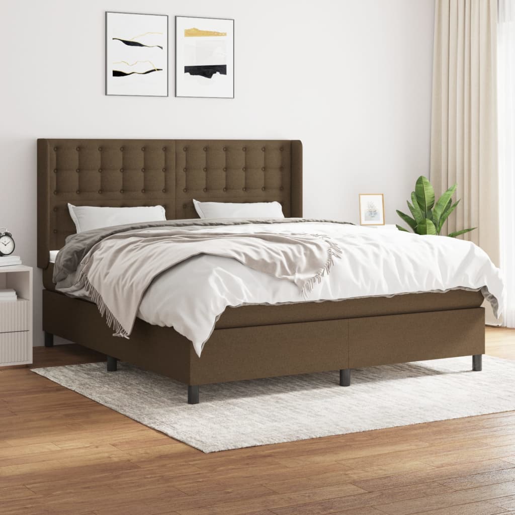 Boxspringbett Mit Matratze Stoff Dunkelbraun