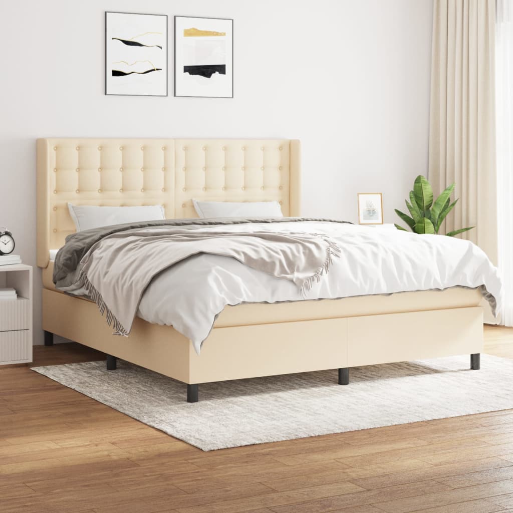 Boxspringbett Mit Matratze Stoff Creme