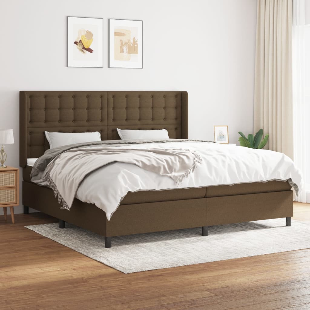 Boxspringbett Mit Matratze Stoff Dunkelbraun