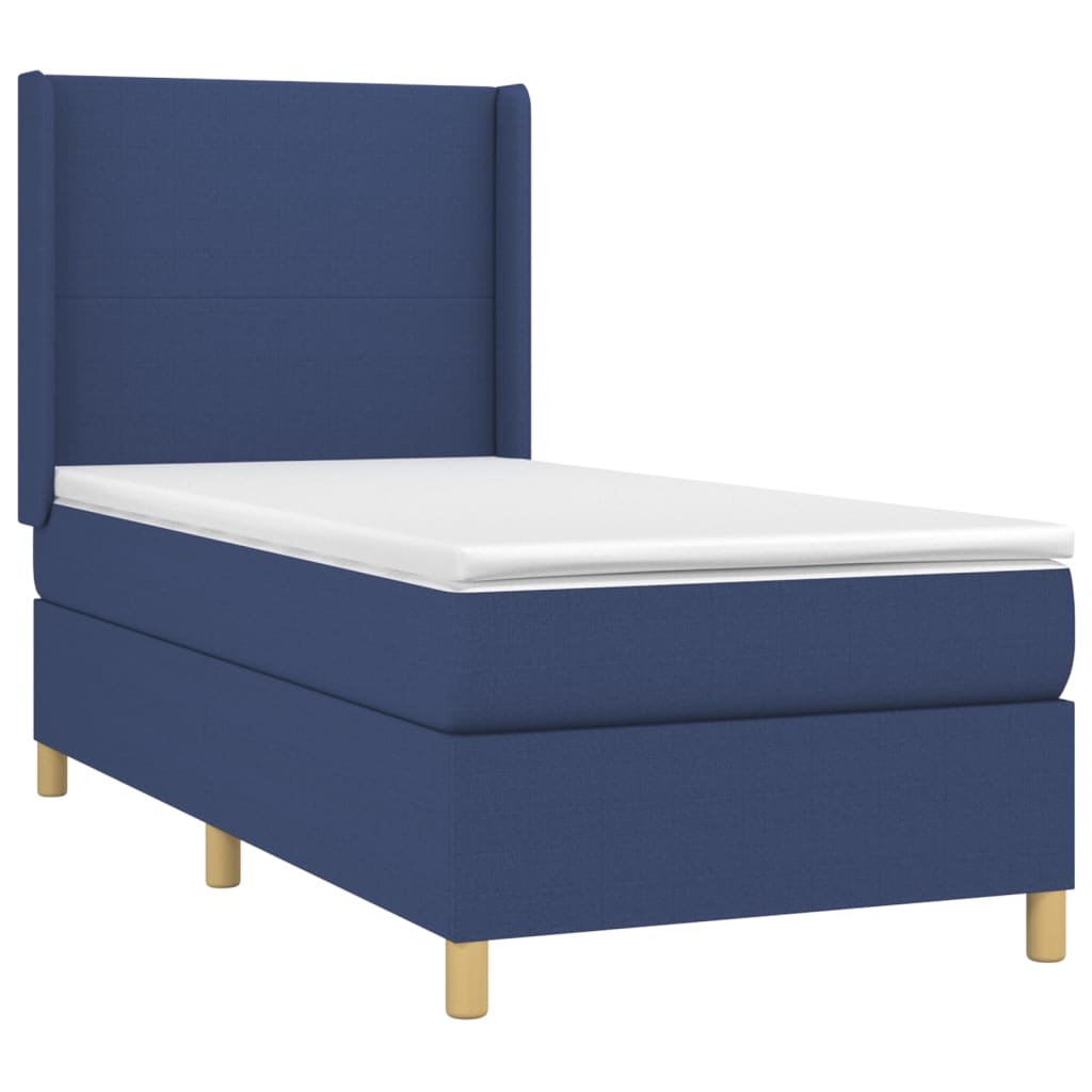 Boxspringbett Mit Matratze Stoff Blau