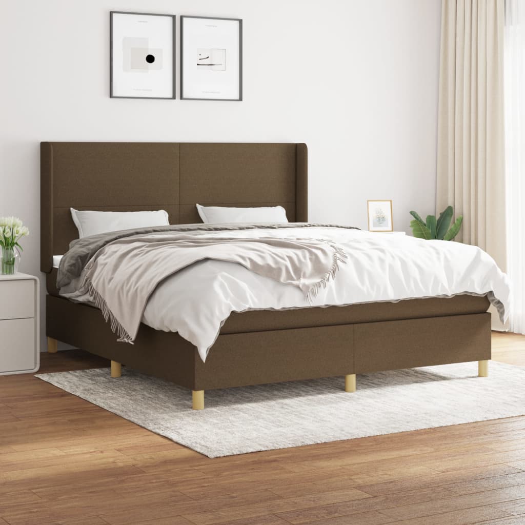 Boxspringbett Mit Matratze Stoff Dunkelbraun
